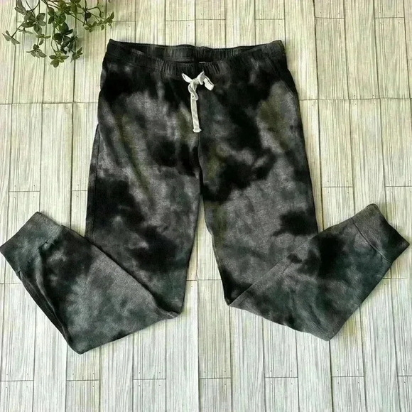 Monrow Crystal cotton blend elastic waist drawstring banded leg tye dyed joggers - Picture 2 of 6